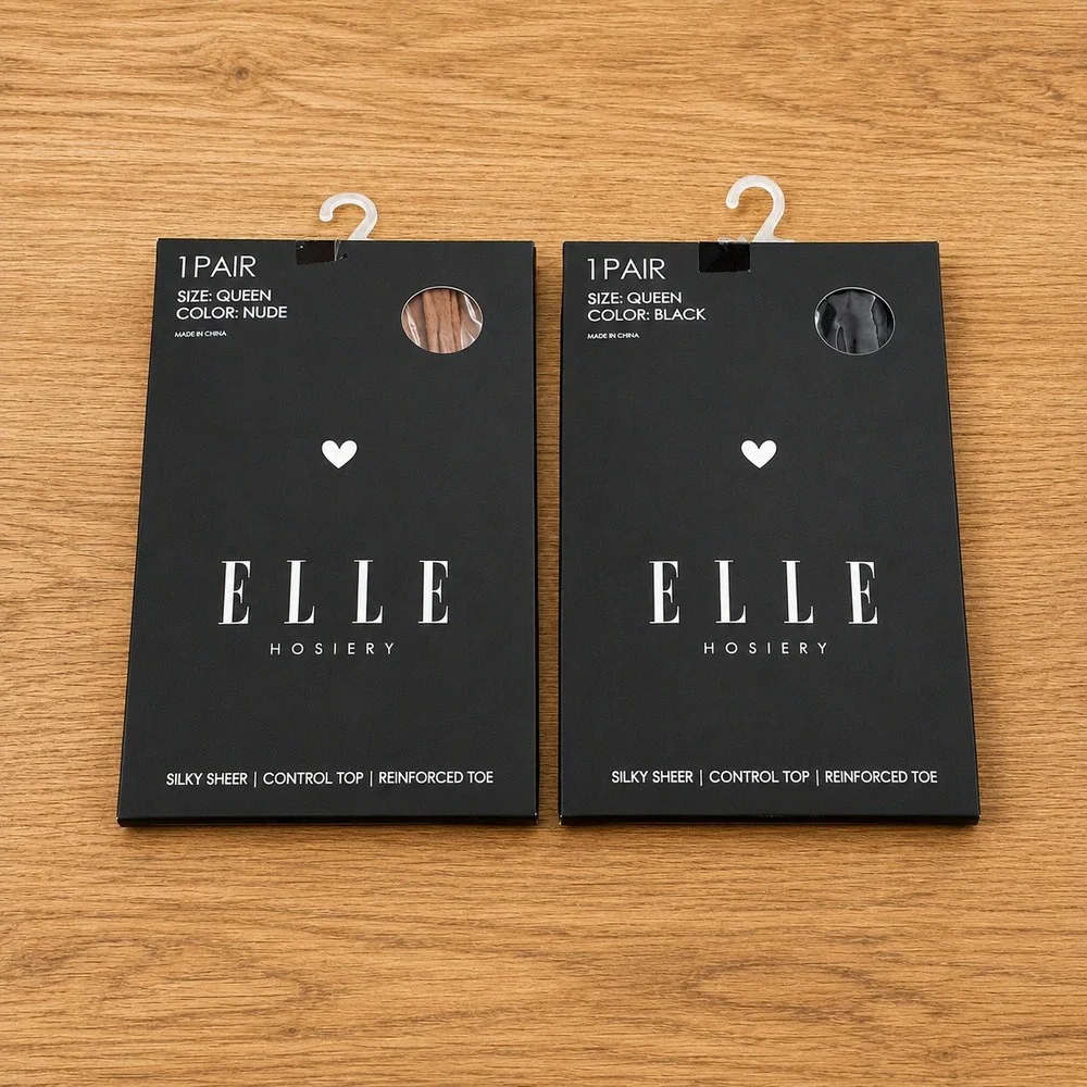 Elle Hosiery 2 Pack Silky Sheer Control Top Pantyhose Queen Black Nude EEW92